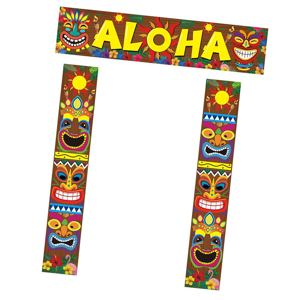 Hawaiian Party Decorations Door Wall Hanging Decor Carnival Hawaiian Party Tropical Banner for Carnival Party Pillar Door Window