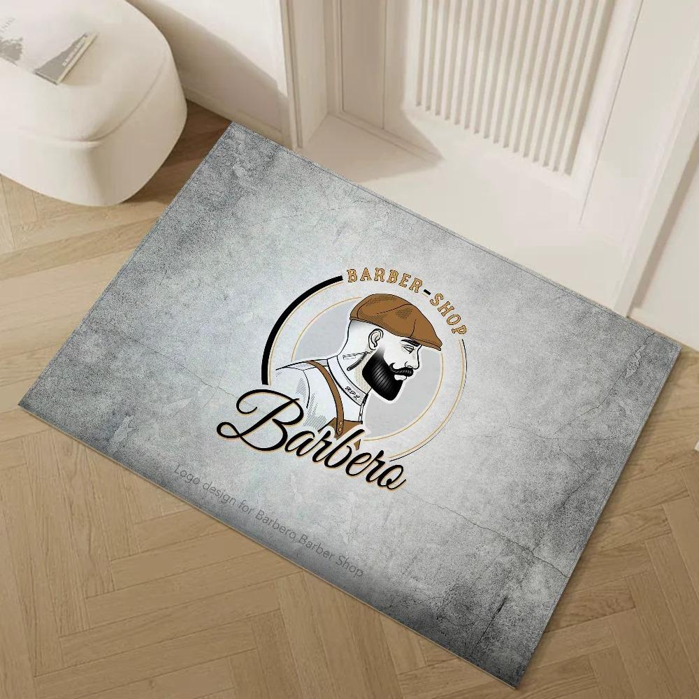 

Barber Shop Printed Floor Mat Welcome Entrance Doormat Non-Slip Bath Mat Fashion Hair Salon Graphic Home Area Carpet Rugs 40cm x 60cm