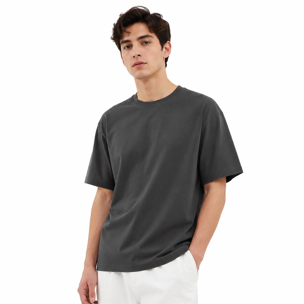 100% Cotton 300g Heavyweight Short-Sleeve T-Shirt For Men And Women Summer Round-Neck Solid Color Loose Fit Plus Size Student Casual Top