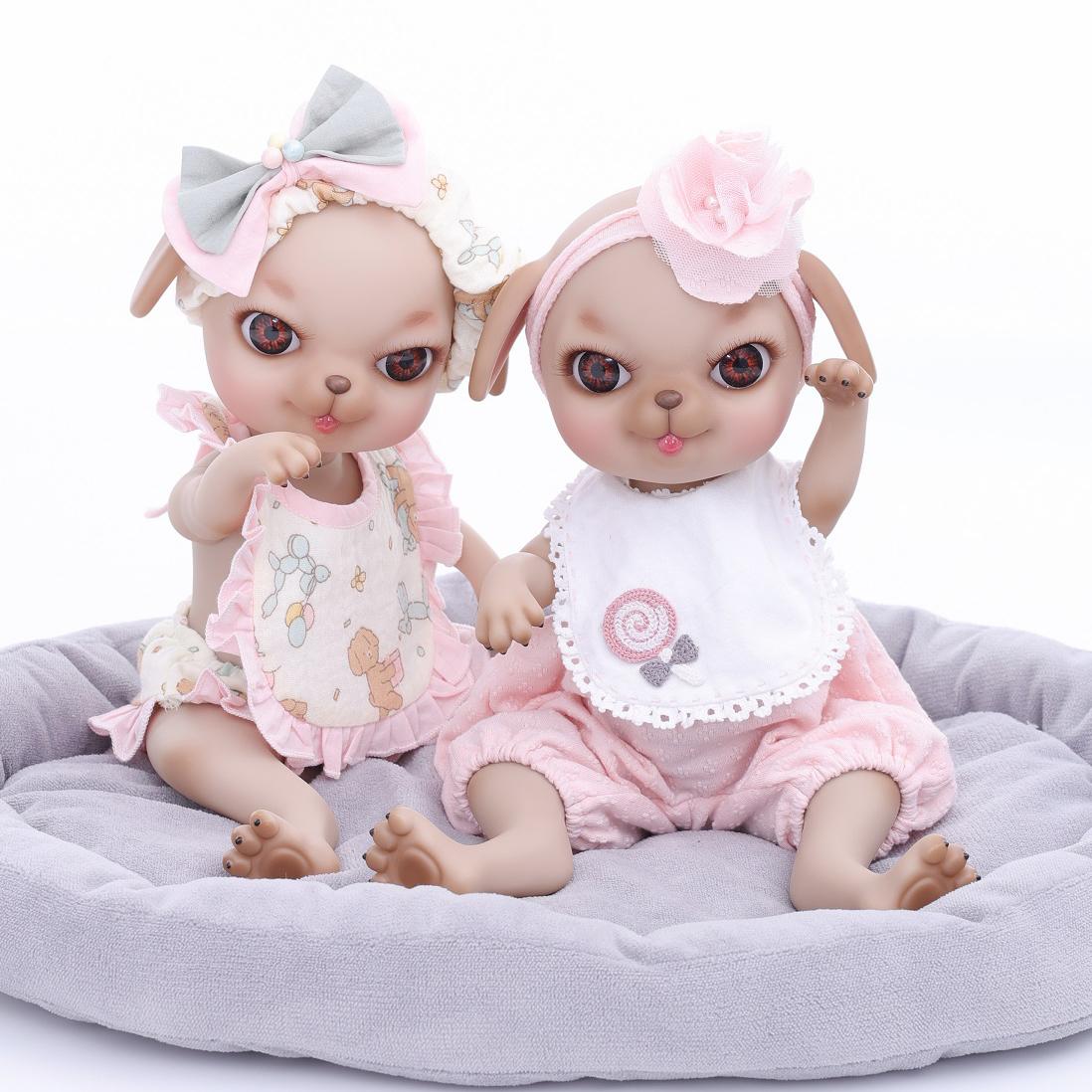 

Мягкие на ощупь полностью силиконовые куклы реборн 16 дюймов Косплей Собака близнецы с ковриком Модные киноаксессуары Коллекция Декорация Подарок