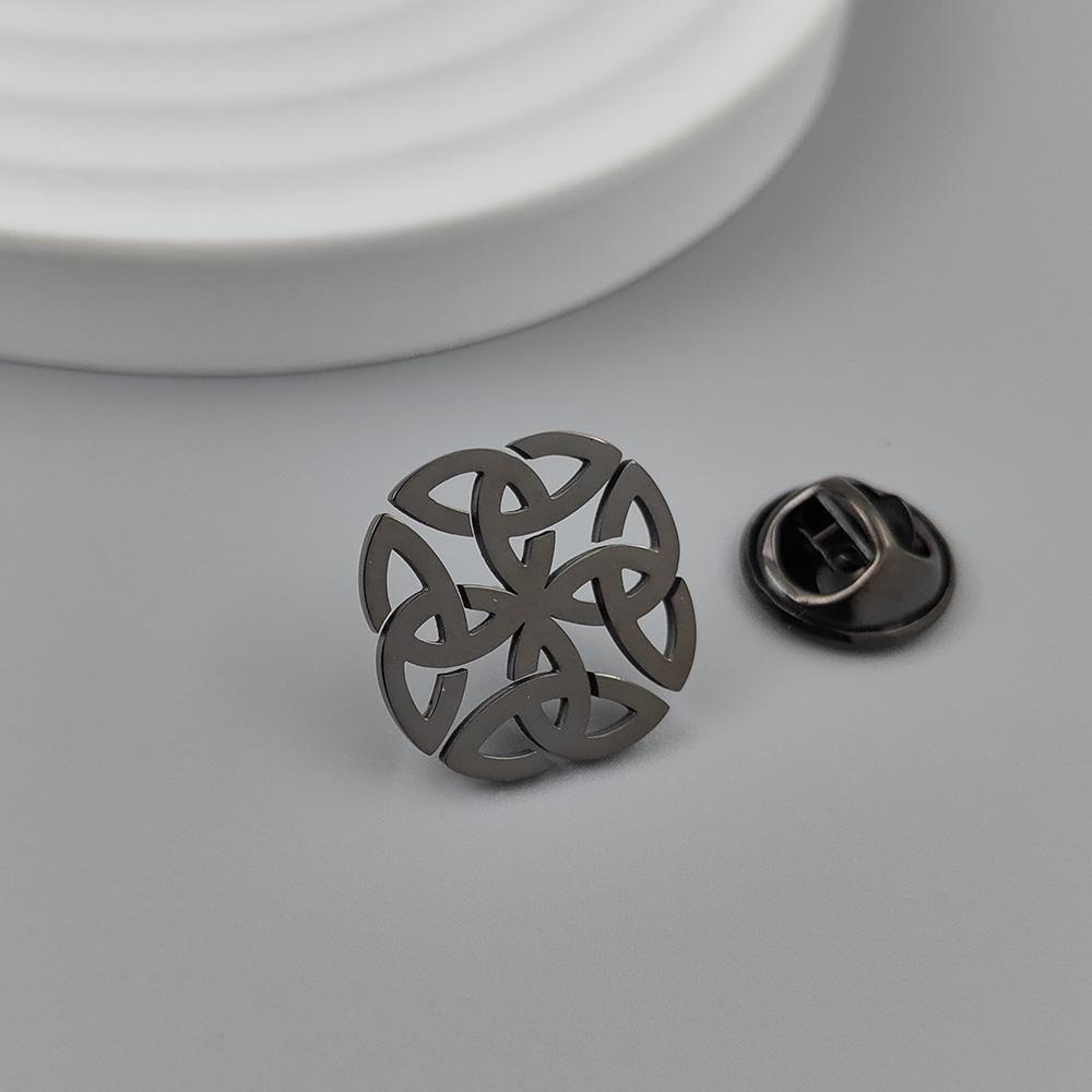 

Круглый значок с кельтским узлом с золотым покрытием, булавка на лацкан пиджака из нержавеющей стали черного цвета, женская кнопка против наступания на ноги, мужская брошь чёрный