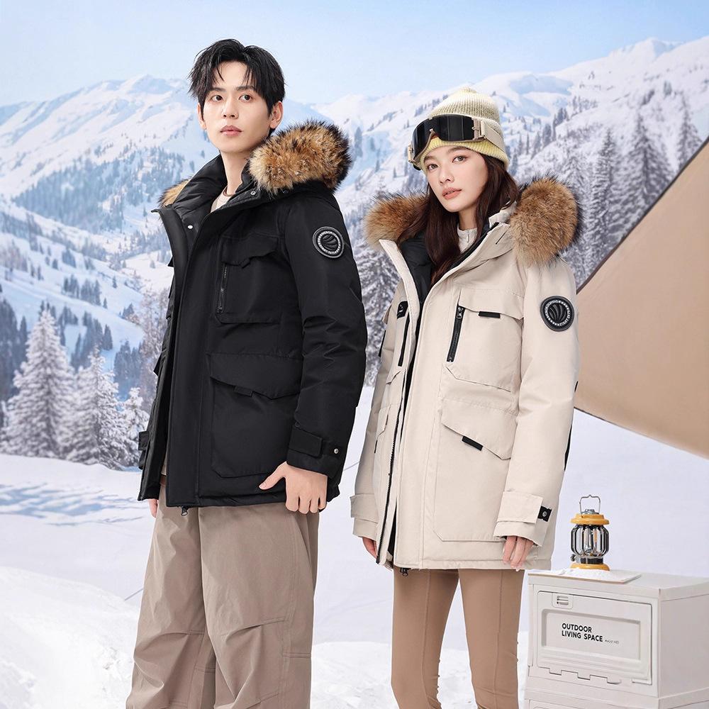 Winter Extreme Cold Outdoor Ski Thick Down Jacket Long Warm Cold-proof Goose Down Men and Women Couple Jacket Parka
