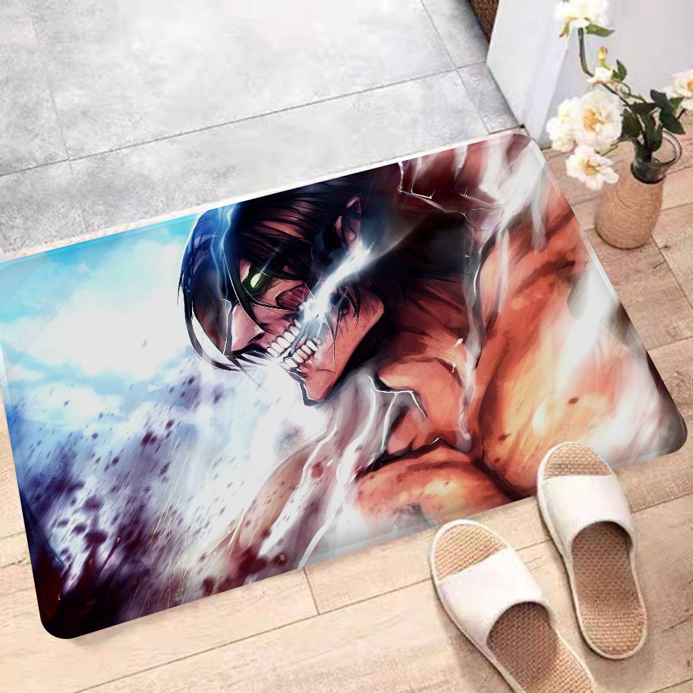 Cartoon Attack On Titan Eingangstürmatte Waschbar Rutschfest Wohnzimmer Sofa Stühle Bereichsmatte Küche Willkommensfußmatte