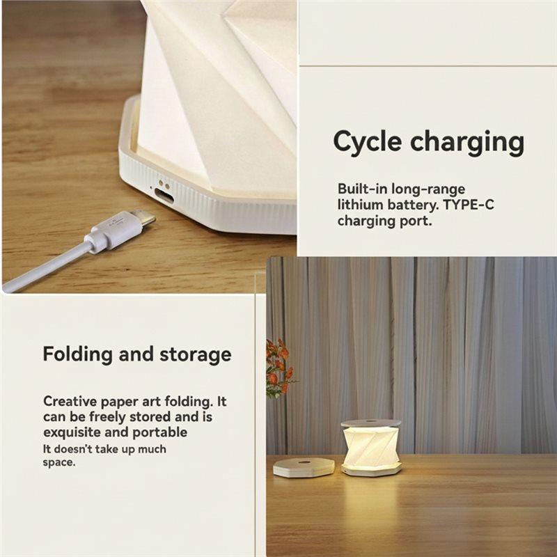 A34R Portable Folding Lamp Dimmable Paper Lantern Emergency Night Light For Camping Traveling Tent Home Bedroom Decor Table Ligh