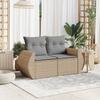 Vidaxl Gartensofa mit Kissen, 2-Sitzer, Beige, Polyrattan