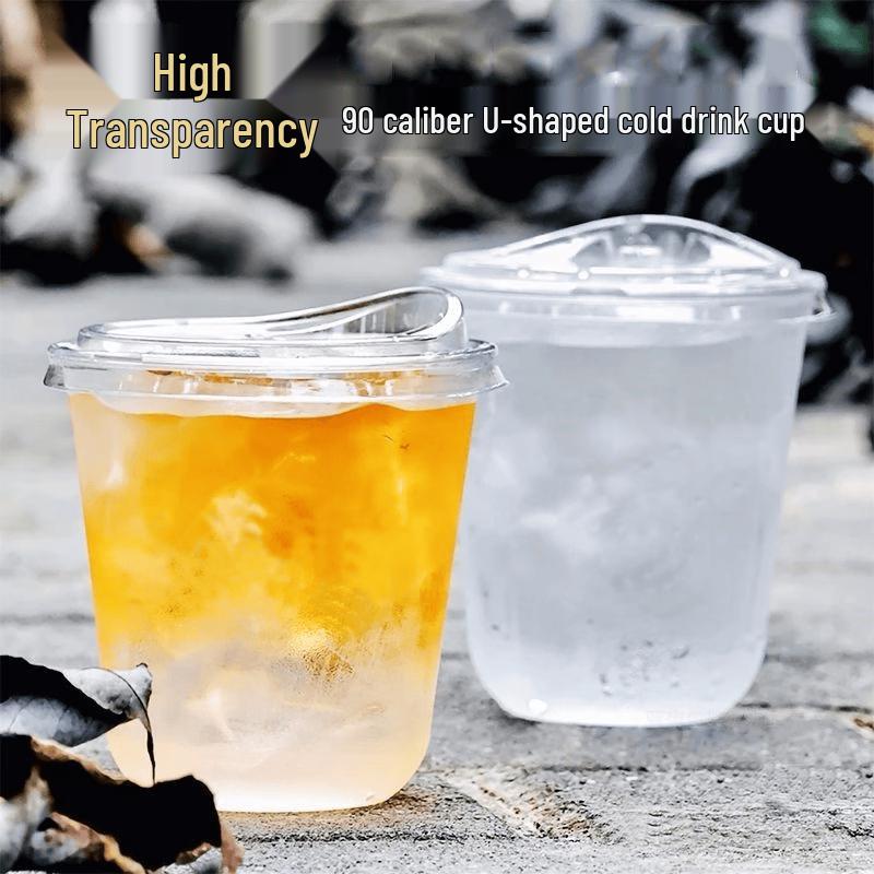 Disposable U-Shaped Clear Cups with Lids