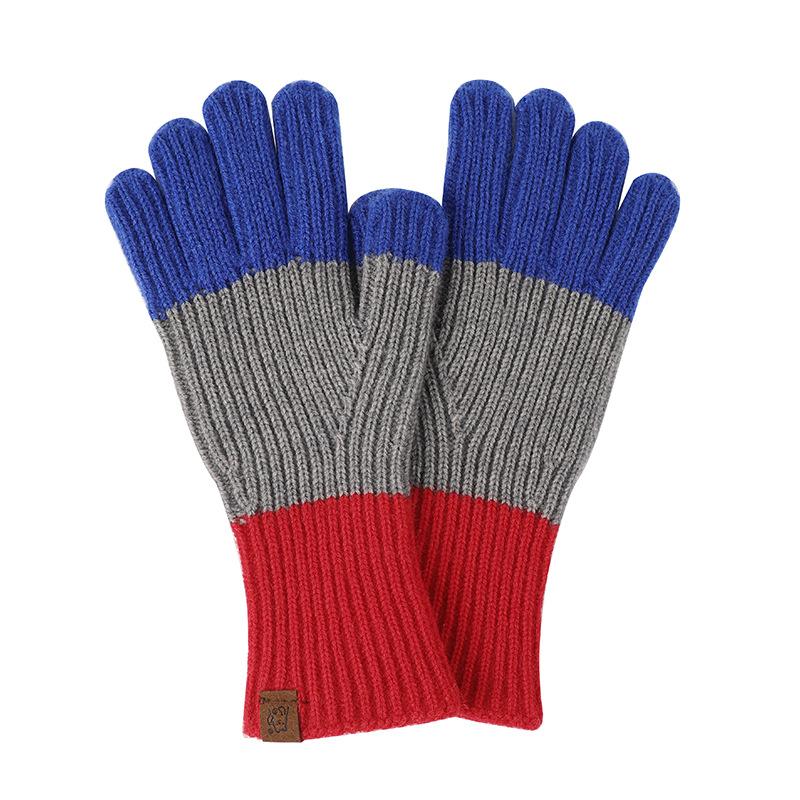 Autumn and winter new products, long contrasting colors, gloves, finger-exposed knitted wool gloves, windproof thickened warm gloves