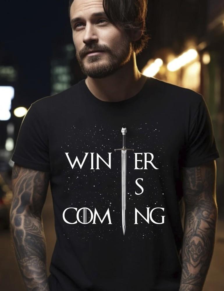 Winter is Coming Black T-Shirt, S-5XL Unisex T-Shirt XL