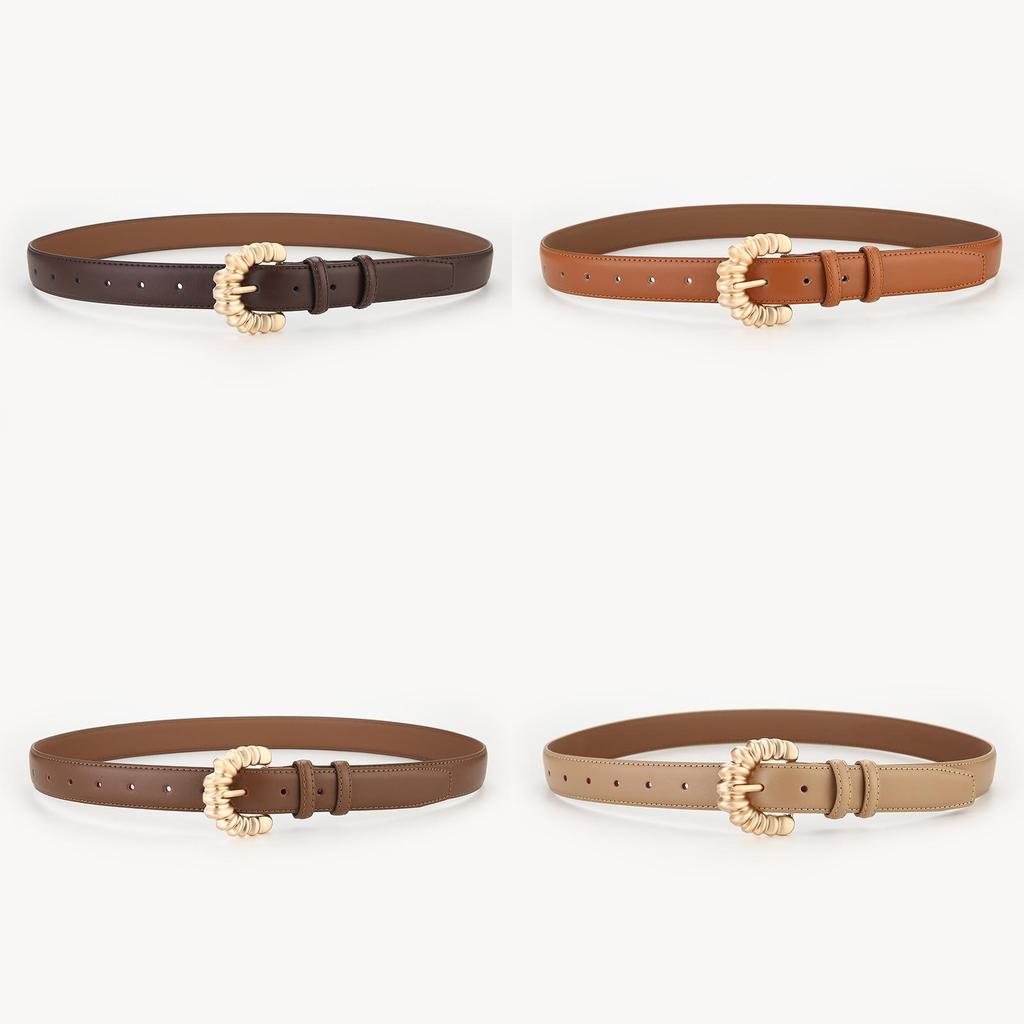 Genuine Leather Belt For Men Women Fashion Casual Minimalist Style With Metal Buckle For Daily Wear