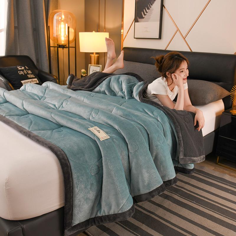 

Утолщенное одеяло из молочного флиса и овечьей шерсти для дивана и сна 100*150cm синий