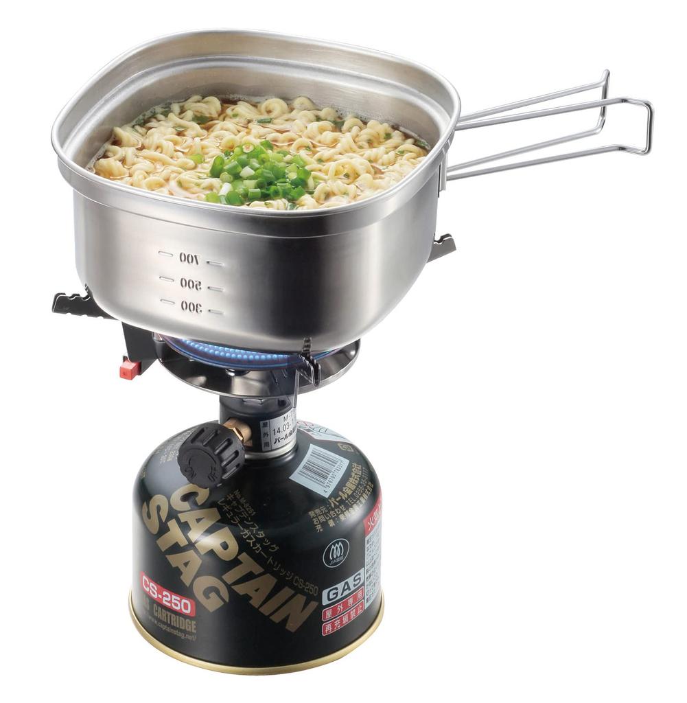 CAPTAIN STAG Stainless Steel Rectangular Ramen Made in Japan Cooker, 1.3L, (Tsubame-Sanjo), UH-4202