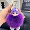 Cute Fluffy Plush Sleepy Doll Keychain For Women Bag Car Key Chain Kawaii Fur Keychain Key Ring on Bag Car Trinket Pendant Gift
