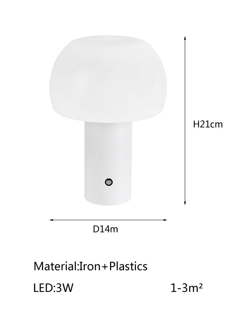 New Mushroom Lamp LED Charging Table Lamp 3-colors Dimming Desk Lamp Mushroom Night Light for Bar Restaurant Bedroom Decoration