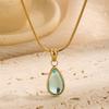 Gold Plated Droplet Necklace Clear Blue Ocean Necklace Water Drop Necklace  Women Jewelry