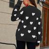 Women's Fashionable Round Neck Long Sleeved Color Blocked Love Casual Pullover Sweater Top