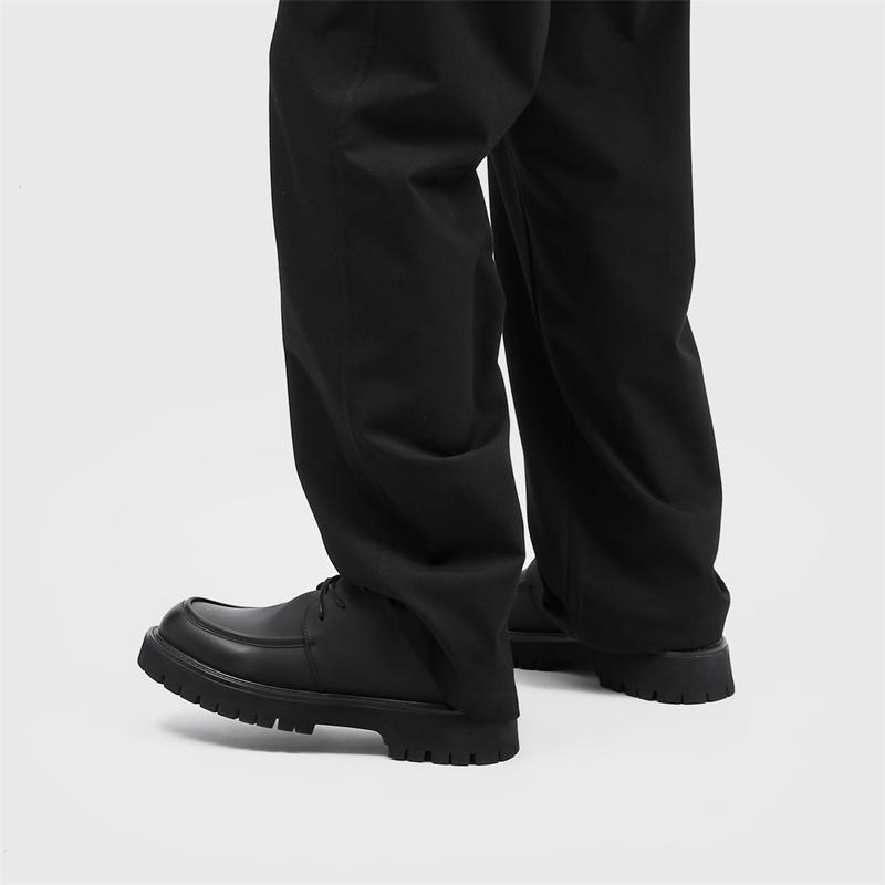 Scarpa Casual da Uomo in Pelle con Lacci di Alta Qualità Moda Colore Unico Retro Suola Spessa Scarpa Formale Comoda e Durevole Scarpe da Lavoro