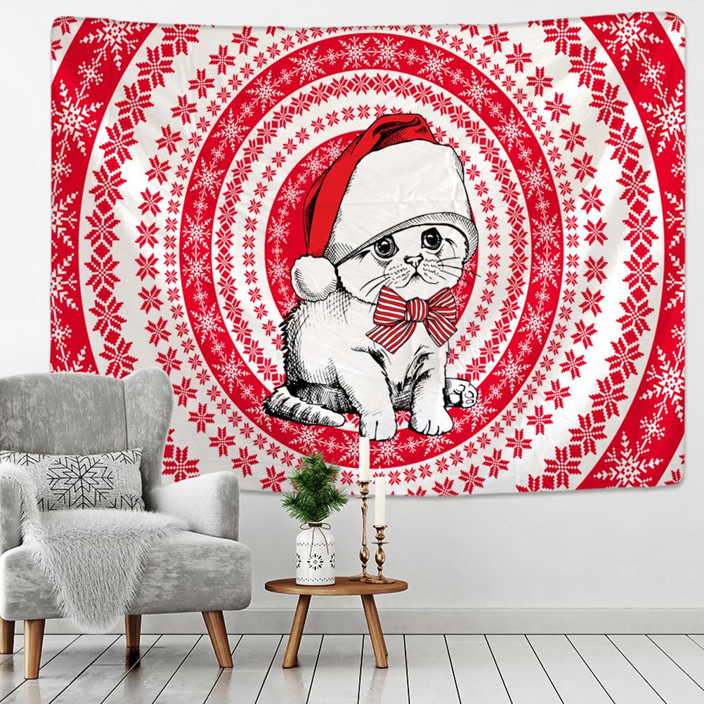 Christmas Woods Tapestry Wall Hanging Holiday Gift New Year Elk Snow Scene Psychedelic Witchcraft Home Decor