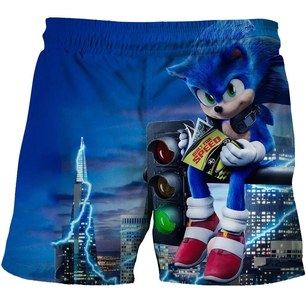 2025 Pantaloni de plajă MINISO pentru copii 4-14A Pantaloni scurți Sonic 2 Fete Băieți Pantaloni Harajuku Pentru Copii Imprimeu Desene Animate 3D Pantaloni Kdis