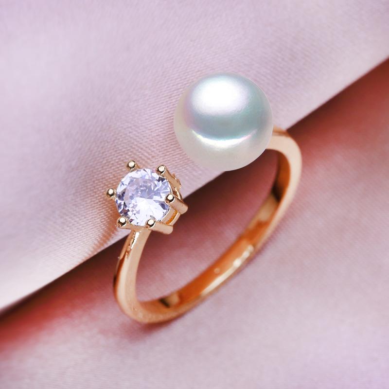 

SENIKO двойной цвет натуральный пресноводный жемчуг кольца для женщин модные женские кольца с кубическим цирконием CZ ювелирные изделия с жемчугом регулируемое кольцо B белый