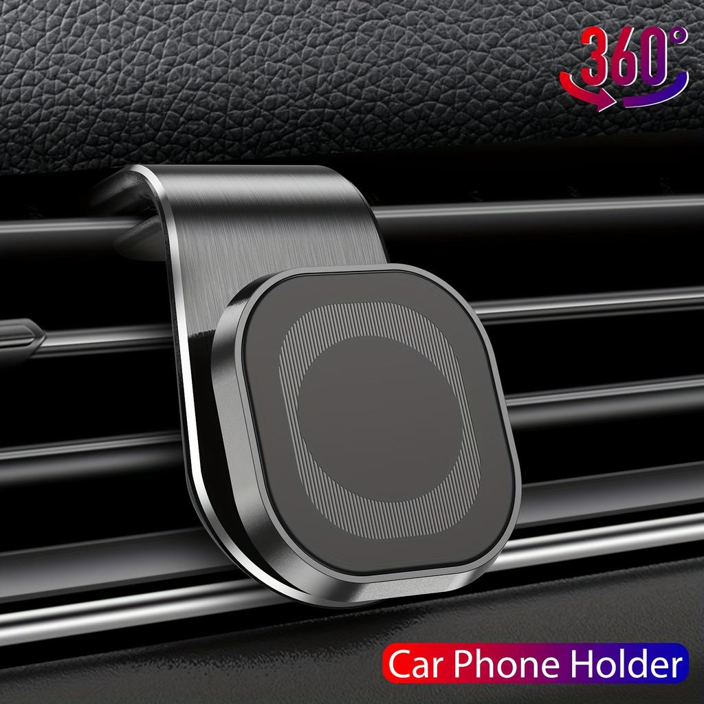 Universal Aluminum Alloy Magnetic Car Phone Holder, L-shaped Vent Dashboard Mobile Holder, Universal Stable Car Interior GPS Accessories