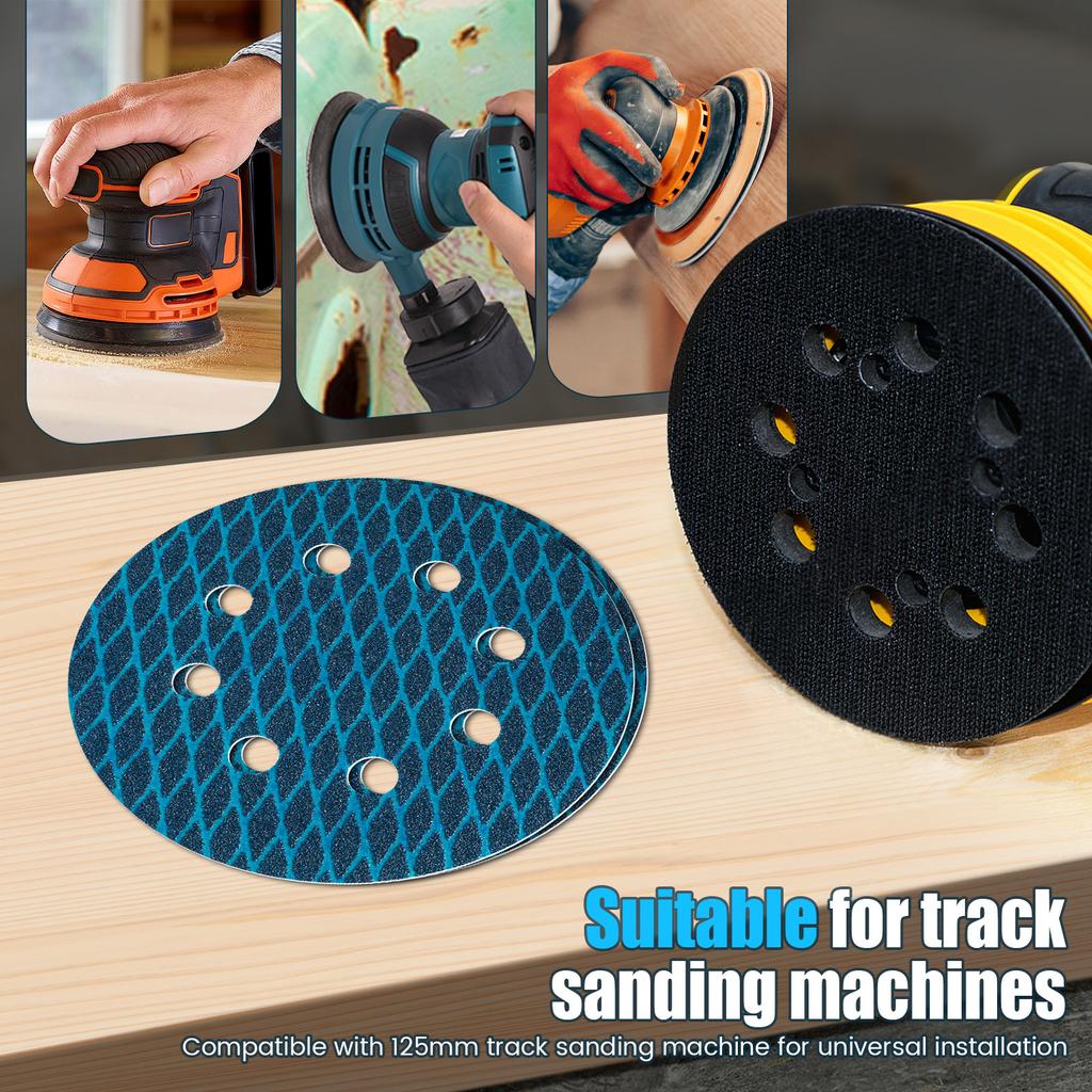 100Pcs Sanding Discs Set 5" 125mm 8 Hole Hook & Loop Sanding Sheets 60-320 Grits Anti Blocking Sanding Disc for Wood Metal Glass