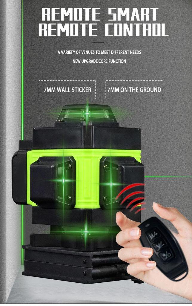 16-Line Self-Leveling Laser Level with Infrared Green Light, 360° Horizontal & Vertical Functionality