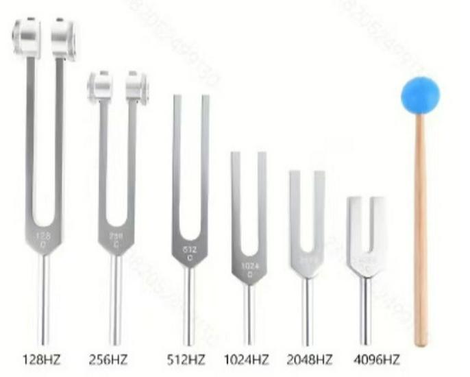 

Набор камертонов из золотого алюминиевого сплава 128 Гц, 256 Гц, 512 Гц с подставкой (3 куска)