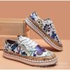 Large Size Color Matching Printing Lace-up Flat-soled Single Shoes for Women's 20 New Shallow Casual Parrot Board Shoes