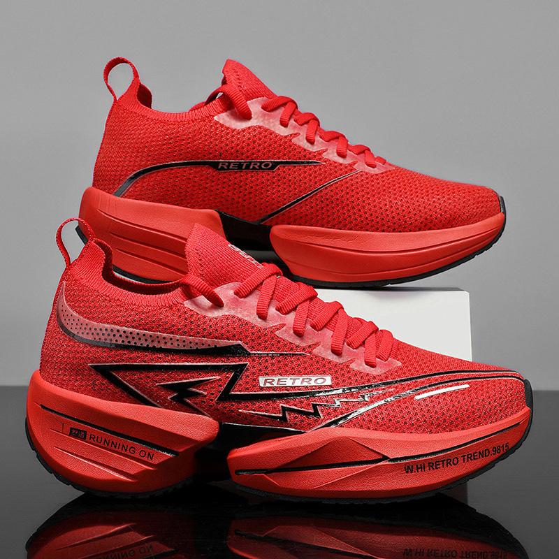 

Кроссовки для марафона из углеродного волокна, мужские спортивные кроссовки для бега, дышащие, легкие, женские, удобные, спортивные, нескользящие, с воздушной подушкой 36 красный