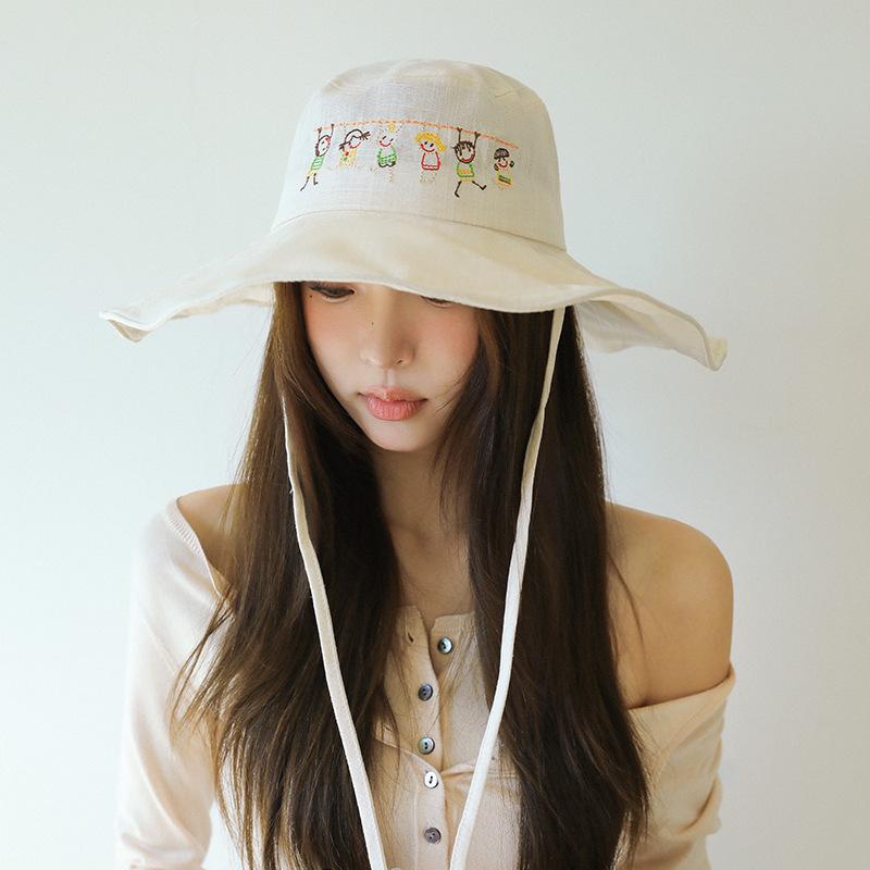 25 Early Autumn New High-end Sweet Bucket Hat Women's Sunshade Sunscreen Drawstring Basin Hat