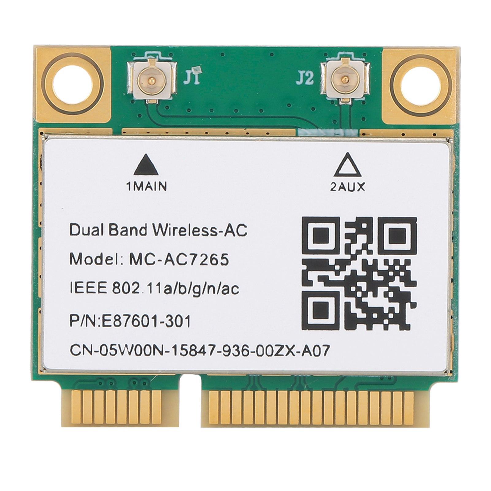 

Network Card Mini PCI‑E Gigabit Dual‑Band for Bluetooth 4.2 Wireless Wifi MC‑AC7265 зелений