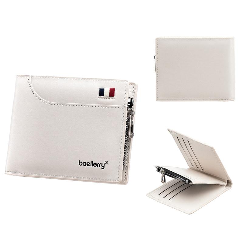 Baellerry Men Fashion Tri-fold Wallets Vintage Design Business ID Card Holder Zipper Coin Purse