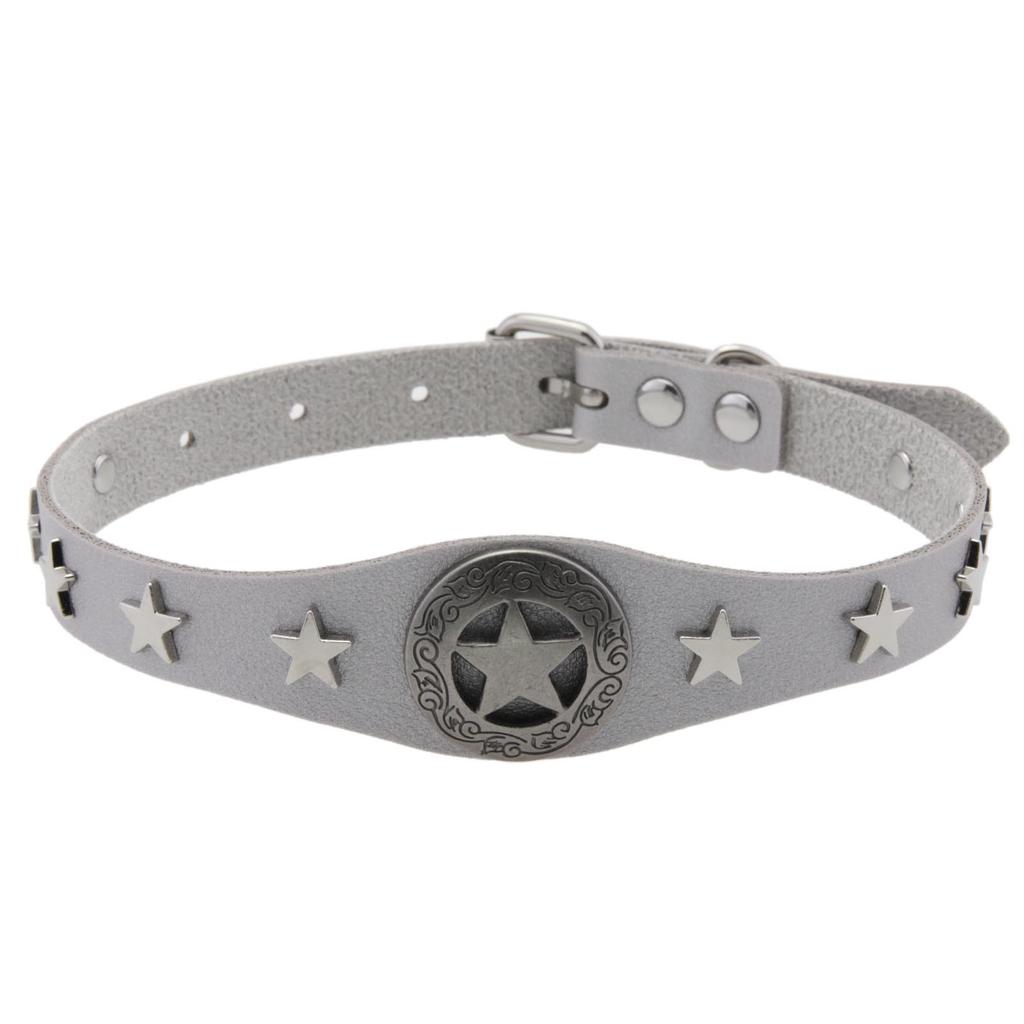 Pentagram Alloy PU Leather Choker, Gothic Harajuku Star Clavicle Necklace