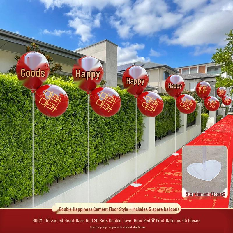 Outdoor Wedding Aisle Balloons - Double Happiness Yard Decorations