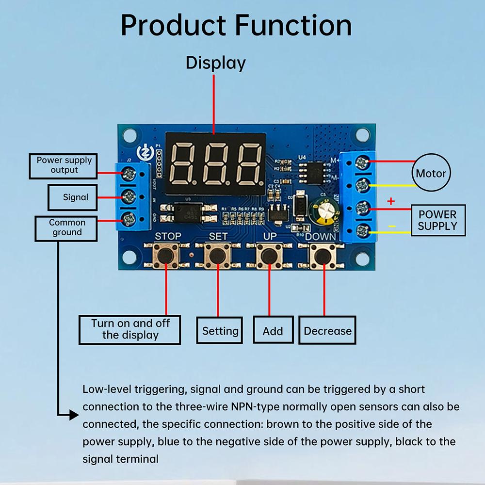 ZK-MC01 High Power Motor Forward Reverse Controller Module DC 3.3-15V Auto Cycle Timing Delay Module DC Motor Controller Module