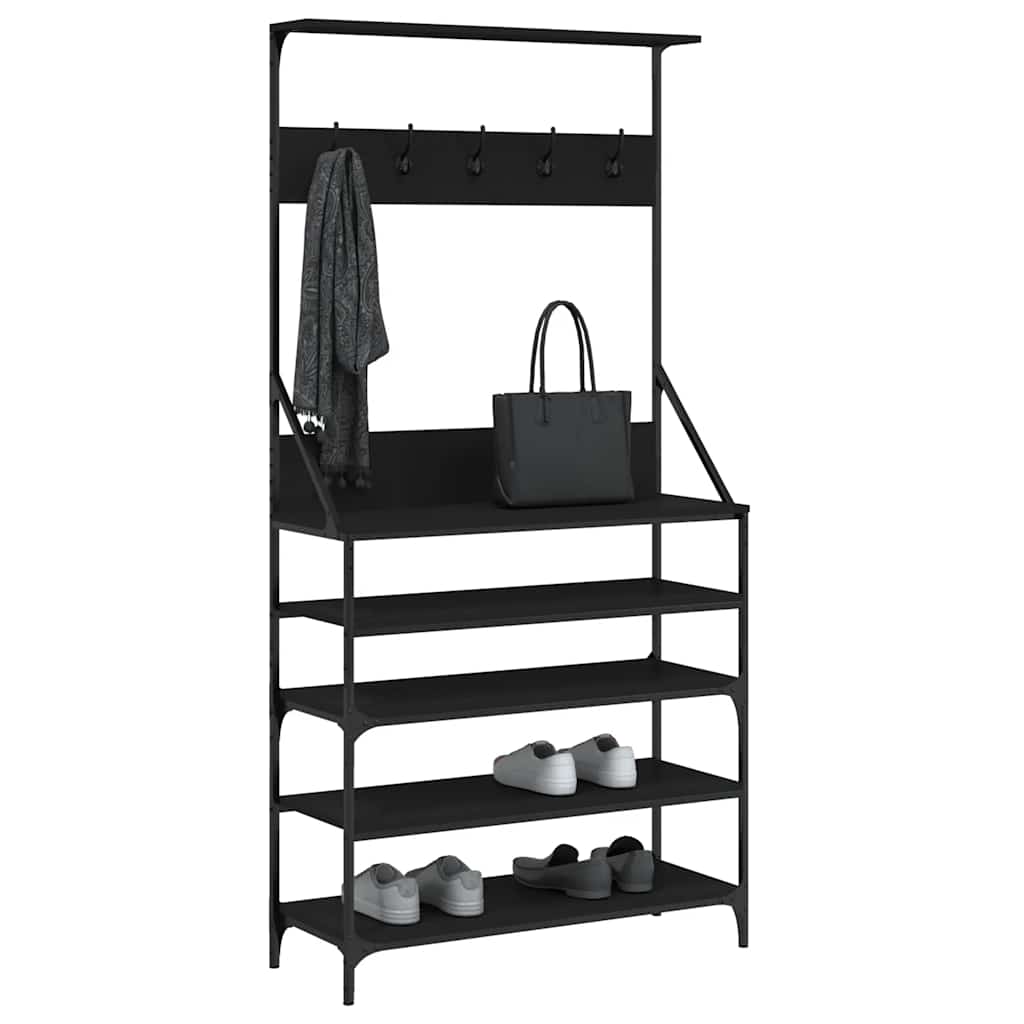 Clothing Rack with Shoe Shelf Black 90 X 34 X 184 Cm