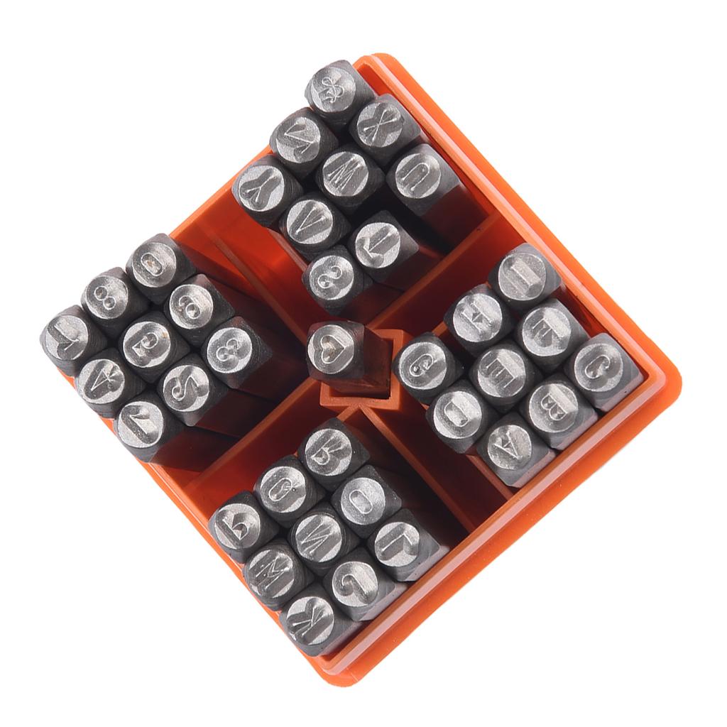 Buchstaben Zahlen Stempel Stempelset Stempelwerkzeug Handwerkzeuge mit Aufbewahrungsbox für DIY-Bastelarbeiten für Schmuck DIY 37-teiliges Schnitzwerkzeug