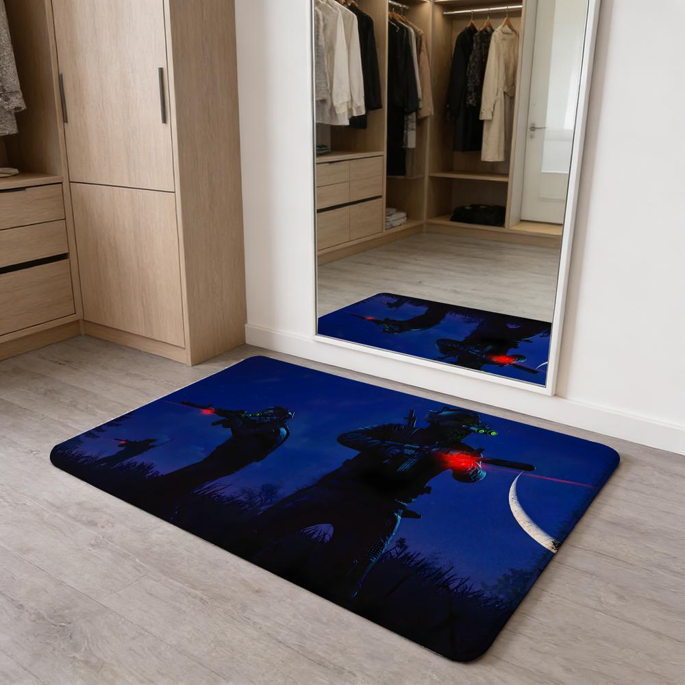 R-R-Rust Game Floor Mat Flannel Door Mat Non-Slip Absorbent Washable Indoor Home Rug