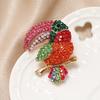 Vintage Diamond Parrot Brooch - Cute Bird Pin for Women's Coat Accessories