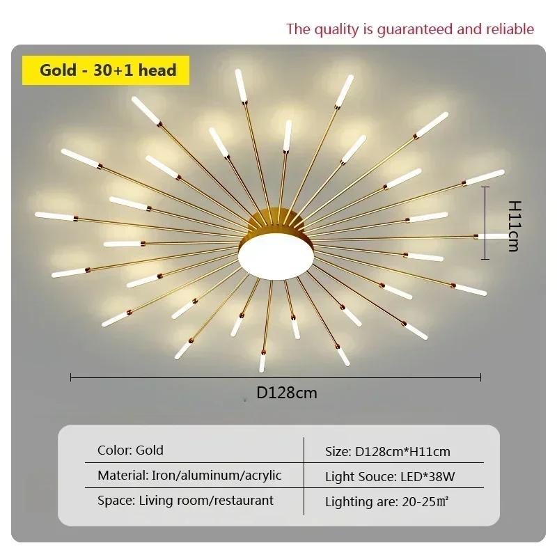 Modern LED Ceiling Lamps Acrylic Sunflower Ceiling Lights Brushed Antique Gold Creative Chandelier Living Dining Room Lighting