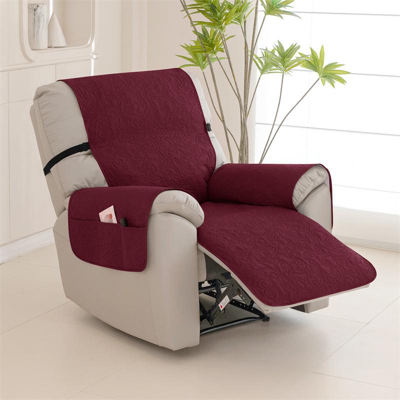 1 Seat Quilted Recliner Sofa Cover Dogs Pets Anti-Slip Chair Covers with Elastic Strap Anti-wear Lazy Boy Armchair Slipcovers
