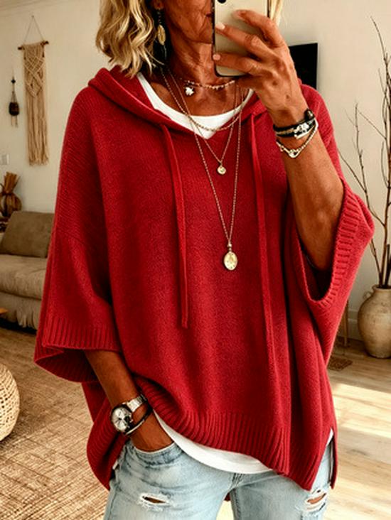 2026 Women's Knit Hooded Sweatshirt - Autumn Woolen Loose Fit