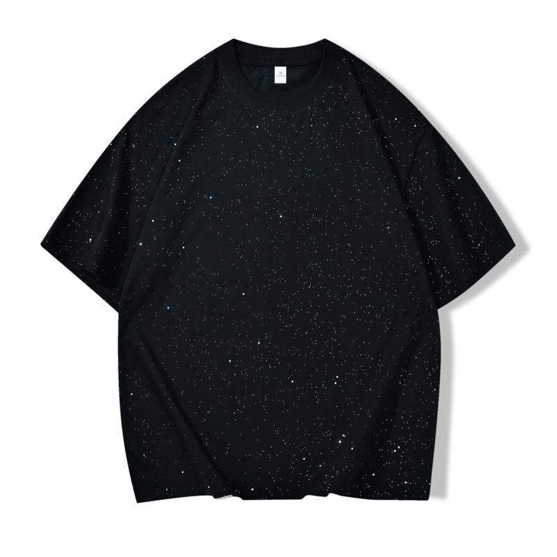 Summer Men Crew Neck Starry Sky Pattern T-Shirts Men Loose Short Sleeve Tshirt Women Harajuku Casual Cotton Streetwear Trendy Basic Tee
