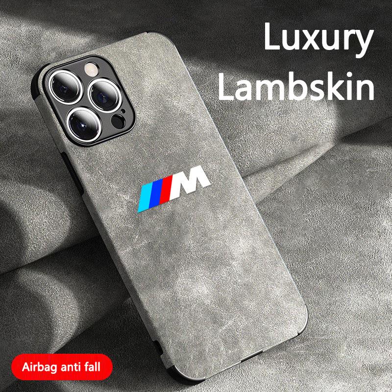 For BMW Performance Suede Car All Inclusive Phone Case For iPhone 16 15 13 14 12 Pro Max 8 XR XS 16 Plus 15Pro MAX Cover Sticker Nlvc53