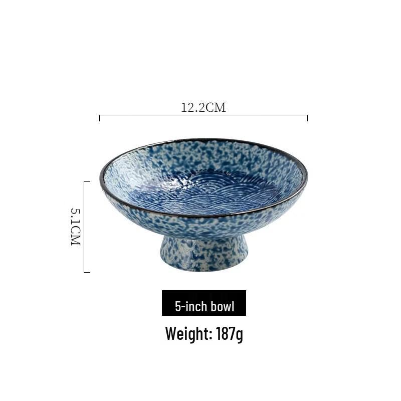 RuHan Japanese Style 5-inch High-Footed Ceramic Snack Dish Set
