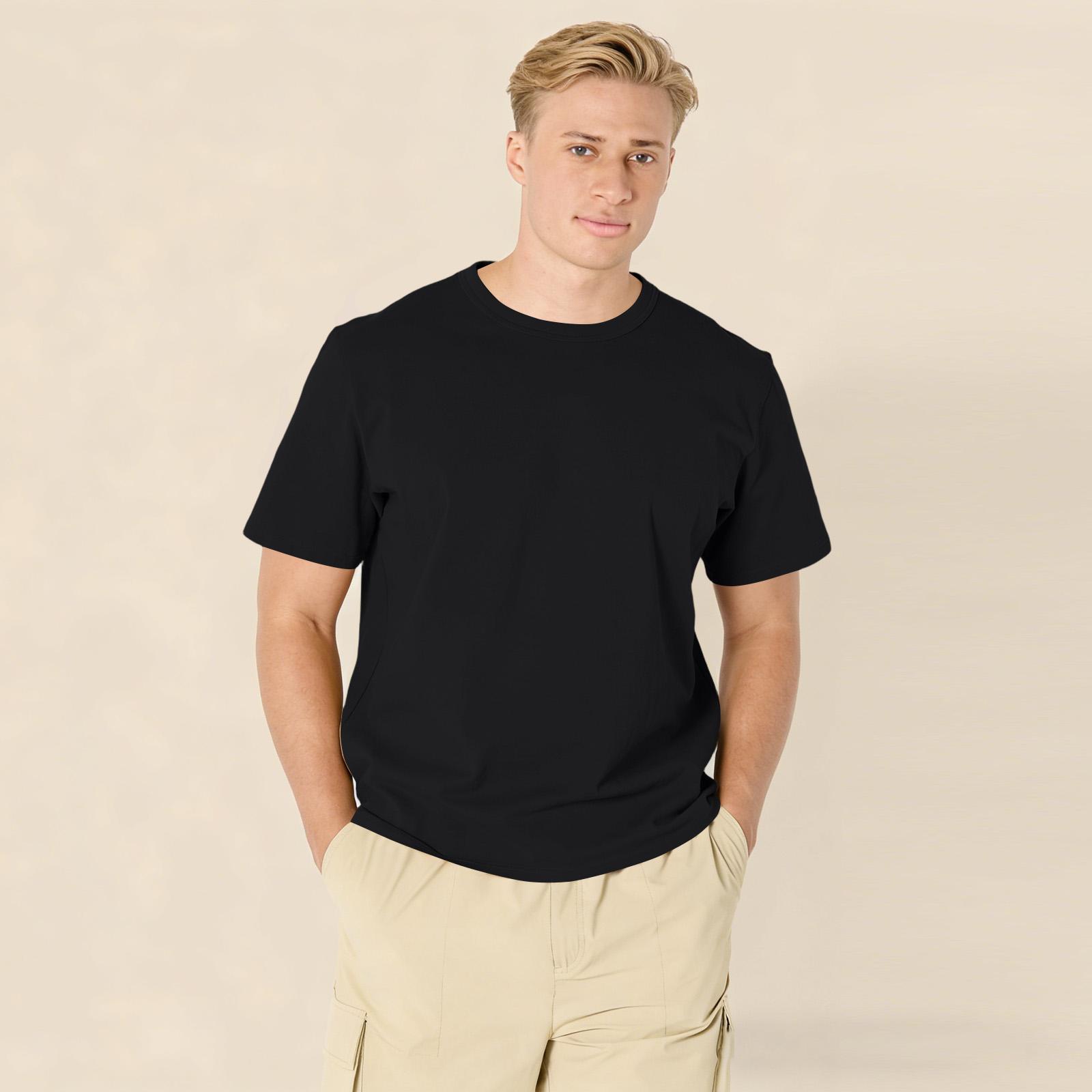 Short Sleeve Shirts for Men Casual Crew Neck Mens Short Sleeve Shirts Mens Shirts Short Sleeve Relaxed Fit Lightweight Top L чёрный