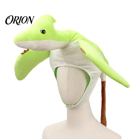 Creative Photo Prop Funny Pterosaur Costume Hat, Plush Winged Dinosaur Headgear, Cute Unique Halloween Cosplay Cap Padded Hat for Party Stable
