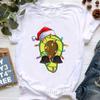 Santa Claus Riding A Dolphin Print Tshirt for Girls White Casual Christmas Gift Tshirt Fashionable Shortsleeved Tshirt Women