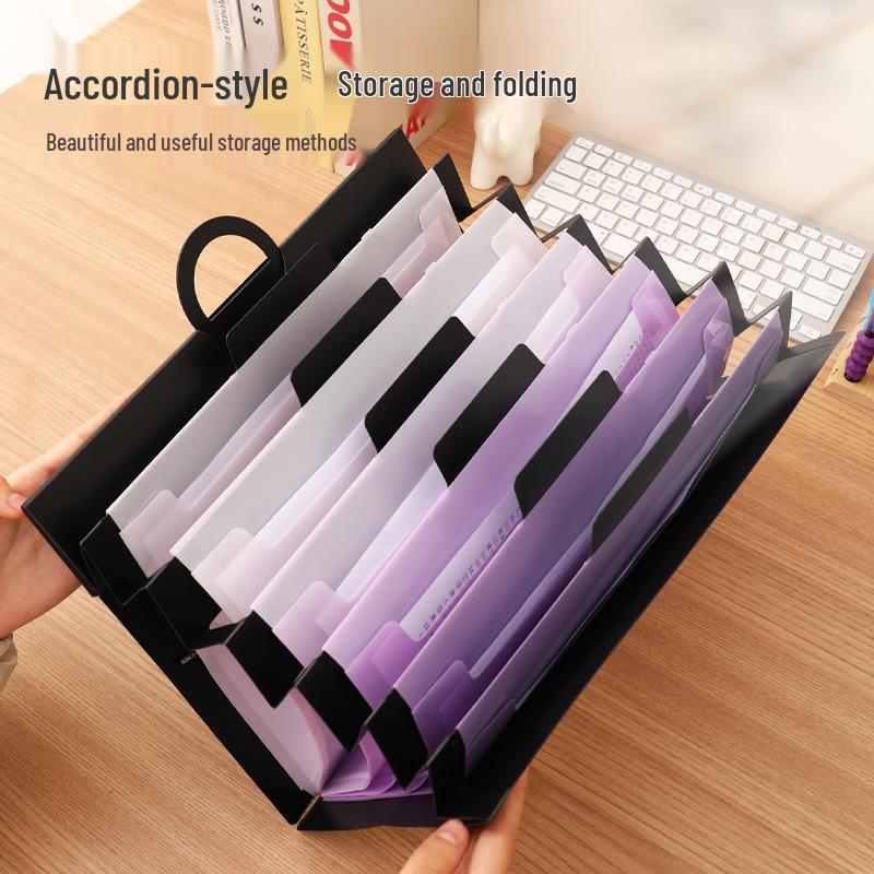 Wall-Mounted Accordion Bag: Multi-Functional A4 Thickened 6-Grid Document Organizer