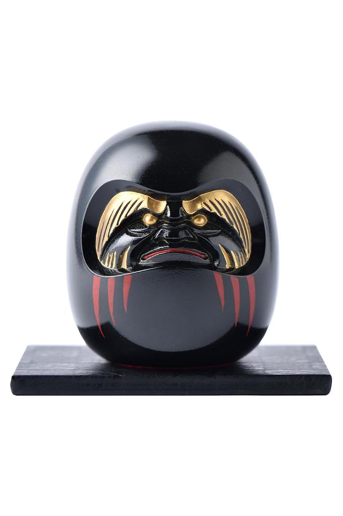Gin-Yado Black Daruma Figurine by Engaku Daishi, Takaoka Copperware (Daruma BL)